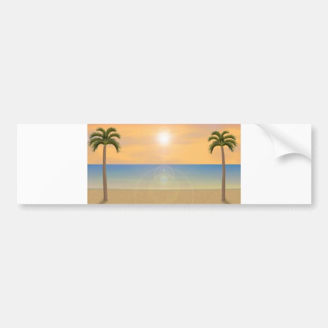 Sunset Beach Scene: Bumper Sticker (Front)