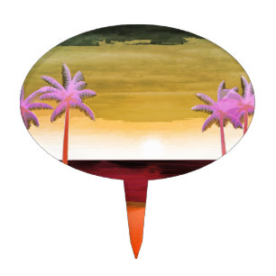Sunset Beach Scene Cake Topper