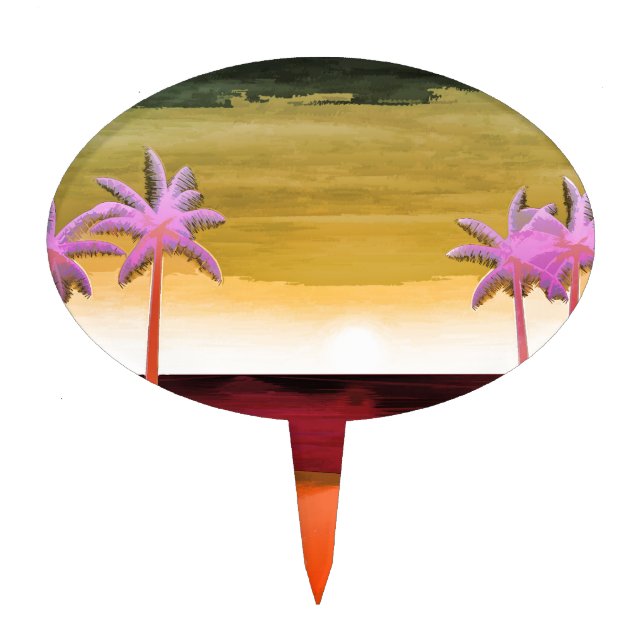 Sunset Beach Scene Cake Topper (Front)
