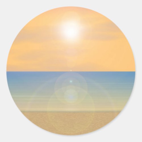 Sunset Beach Scene Classic Round Sticker