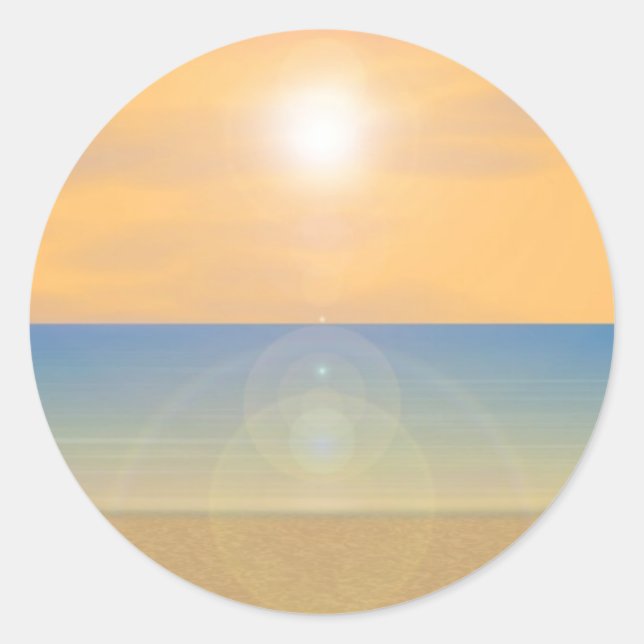Sunset Beach Scene: Classic Round Sticker (Front)