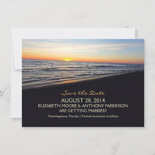 sunset beach sea SAVE THE DATE CARDS (Front)