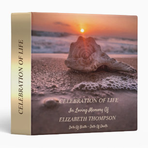 Sunset Beach Seashell Celebration of Life 3 Ring Binder