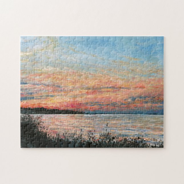 Sunset Beach Shoreline Jigsaw Puzzle (Horizontal)