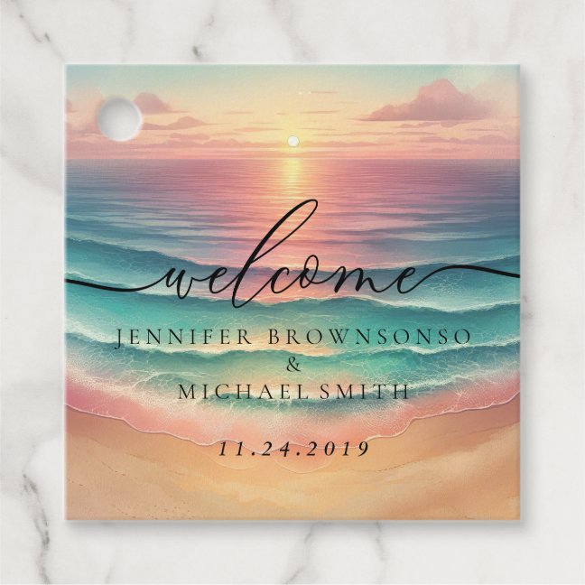 Sunset Beach Signature Boho Welcome Wedding Favor Tags