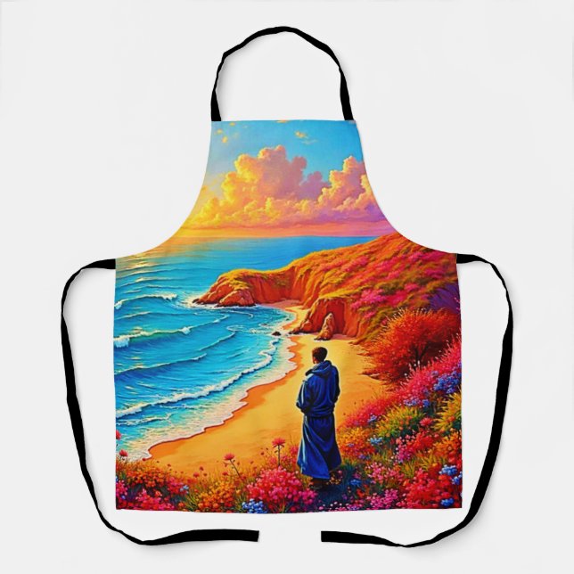Sunset Beach Solitude Serenity Design Apron (Front)