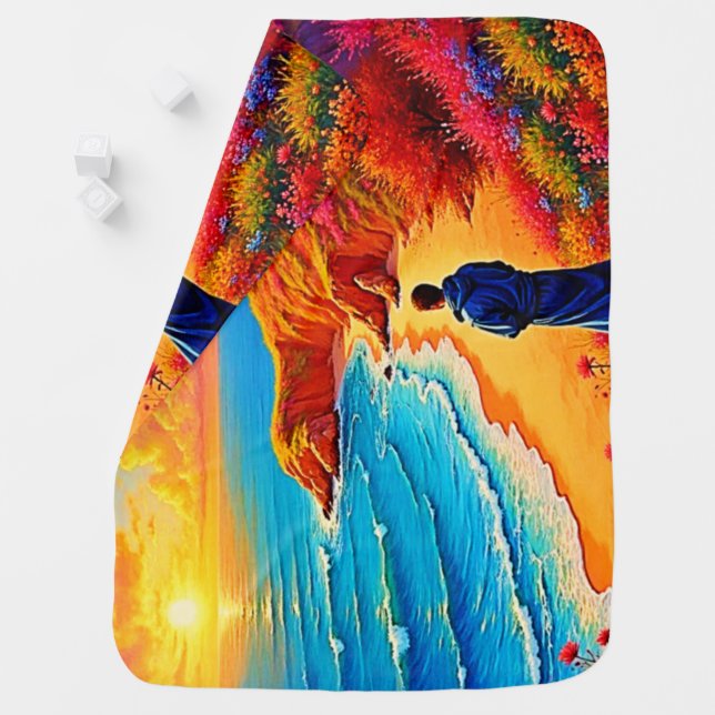 Sunset Beach Solitude Serenity Design Baby Blanket (In Situ)