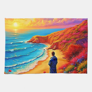 Sunset Beach Solitude Serenity Design Kitchen Towel