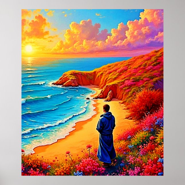 Sunset Beach Solitude Serenity Design Poster (Front)