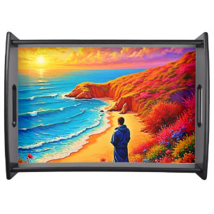 Sunset Beach Solitude Serenity Design Serving Tray