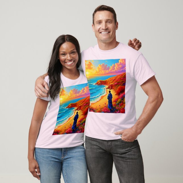 Sunset Beach Solitude Serenity Design T-Shirt (Unisex)