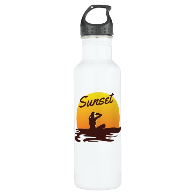 Sunset Beach Stainless Steel Water Bottle (Front)