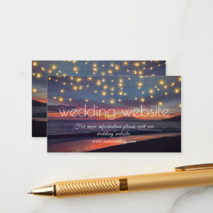 Sunset Beach String Lights Summer Wedding Website Enclosure Card
