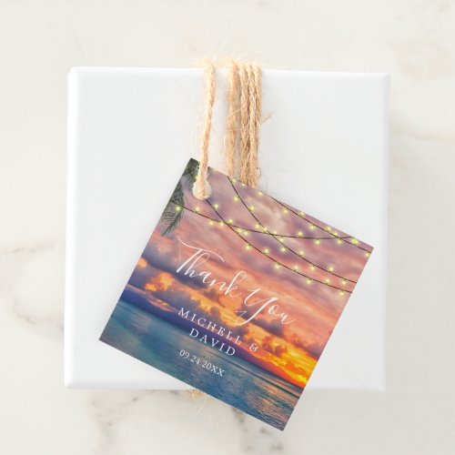 Sunset Beach String Lights Thank You  Favor Tags