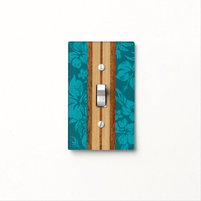 Sunset Beach Surfboard Hawaiian Light Switch Cover (In Situ)