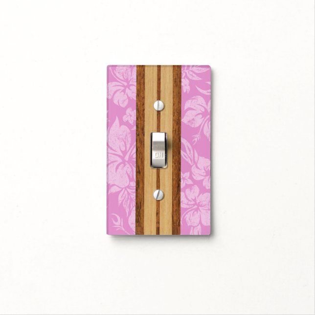 Sunset Beach Surfboard Hawaiian Light Switch Cover (In Situ)