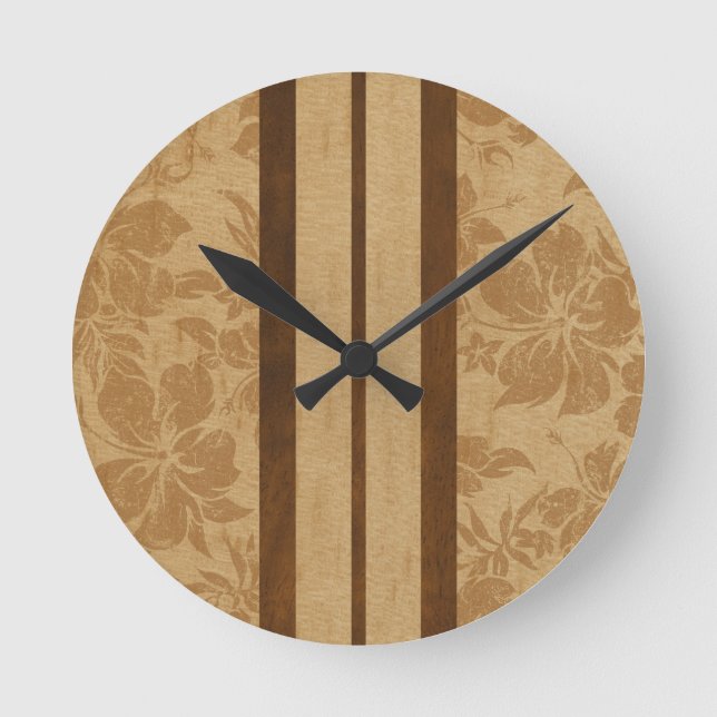 Sunset Beach Surfboard Hawaiian Wall Clocks (Front)