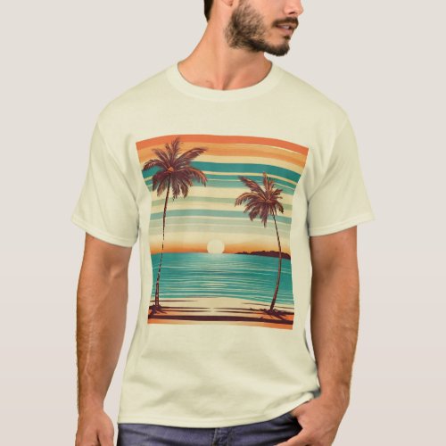 Sunset Beach Tee _ Artistic Coastal Serenity