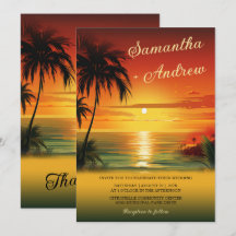 Sunset Beach Themed Wedding Invitations