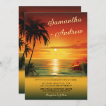Sunset Beach Themed Wedding Invitations