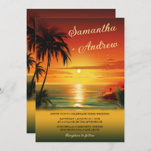 Sunset Beach Themed Wedding Invitations