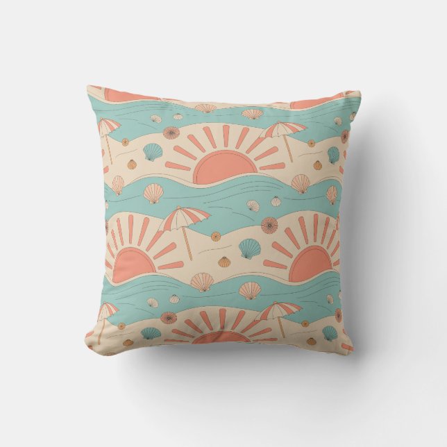 Sunset Beach Throw Pillow (Front)