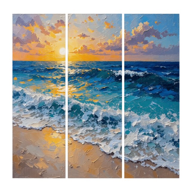 Sunset Beach Triptych Wall Art  (Front)