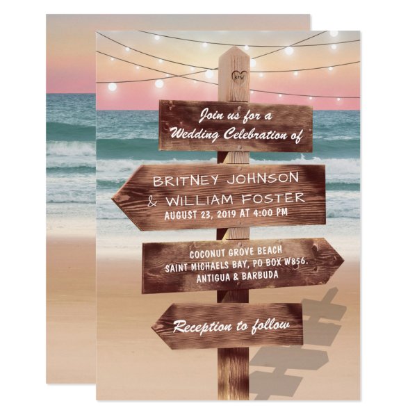 256796676815022447 Sunset Beach Tropical Destination Wedding Invitation