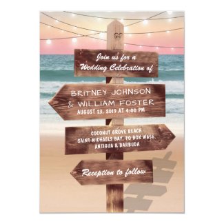 Sunset Beach Tropical Destination Wedding Invitation