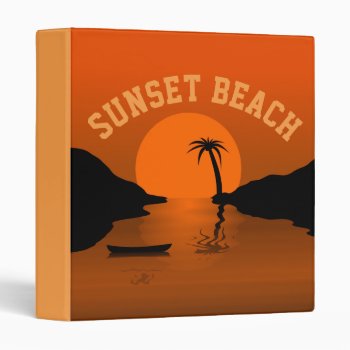 Sunset Beach Tropical Orange Art 3 Ring Binder by beachcafe at Zazzle