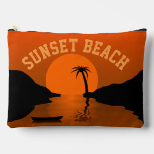 Sunset Beach Tropical Orange Art Accessory Pouch