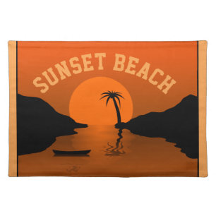 Sunset Beach Tropical Orange Art Cloth Placemat