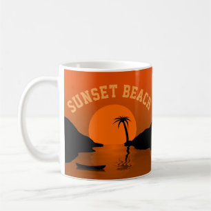 Sunset Beach Tropical Orange Art Coffee Mug