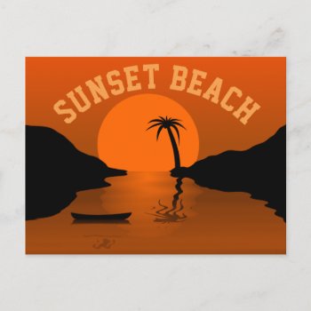 Sunset Beach Tropical Orange Art Postcard by beachcafe at Zazzle
