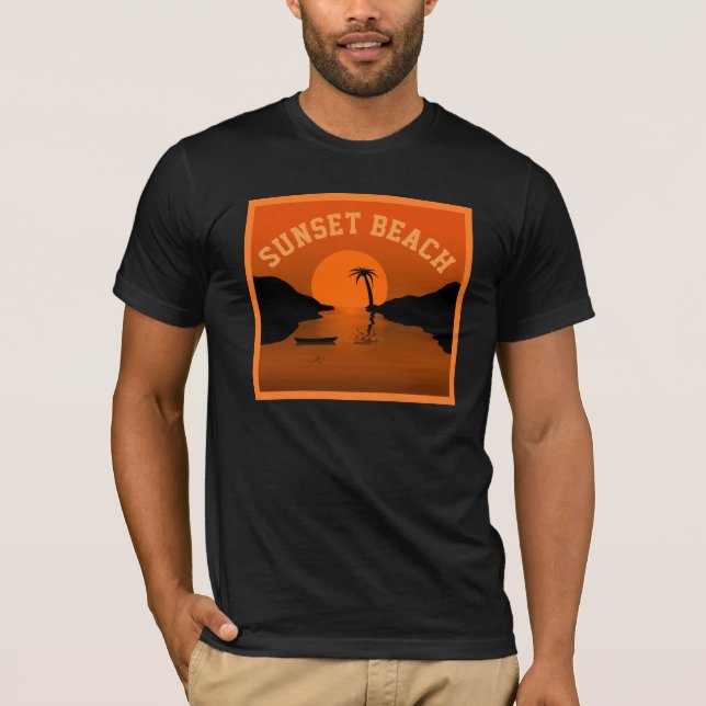 Sunset Beach Tropical Orange Art T-Shirt (Front)