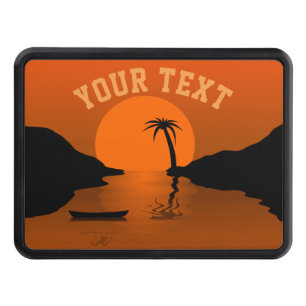 Sunset Beach Tropical Orange Custom Text Hitch Cover