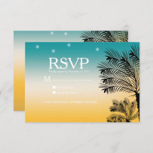 Sunset Beach Tropical Palm Trees Wedding Invitation