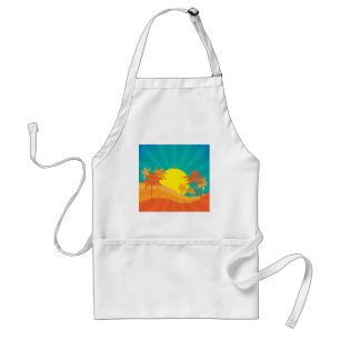 Sunset Beach tropical retro surf design Adult Apron