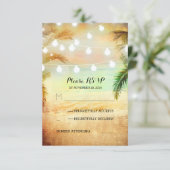sunset beach twinkle lights tropical wedding RSVP (Standing Front)