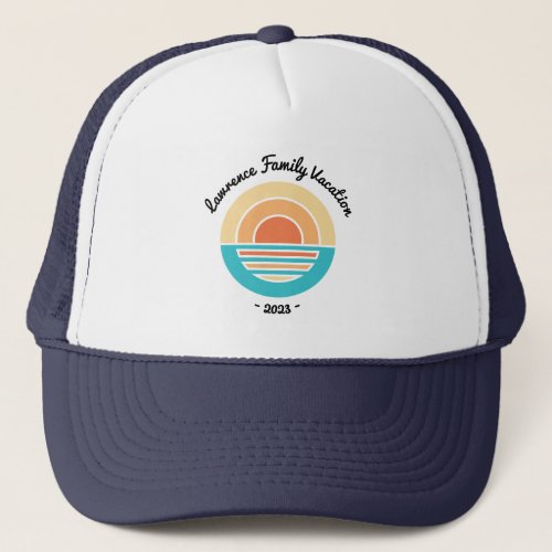 Sunset Beach Vacation Retro Reunion Cruise Trip Trucker Hat