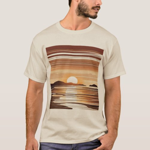 Sunset Beach View Tee _ Serene Coastal Sunset Desi