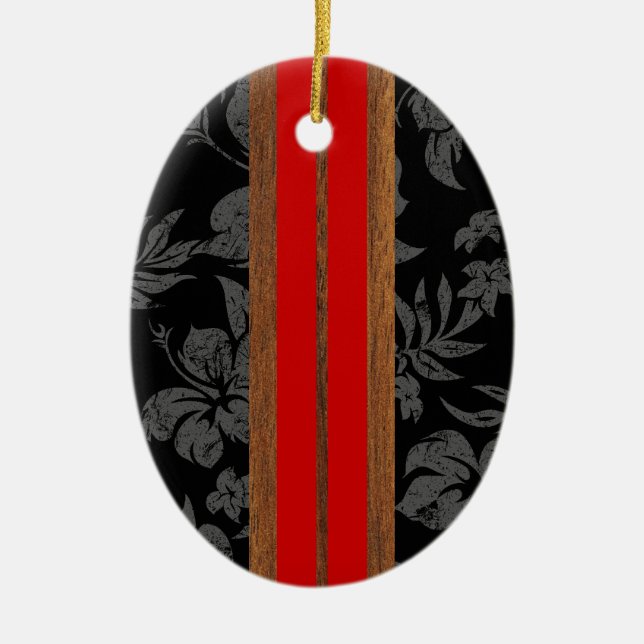 Sunset Beach Vintage Surfboard Ornament (Front)
