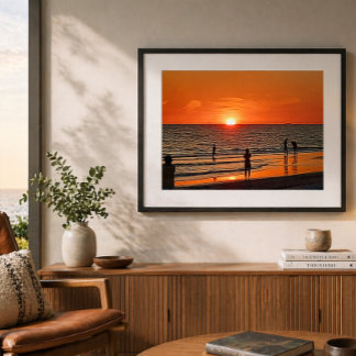Sunset Beach Wall Art Coastal Ocean Decor