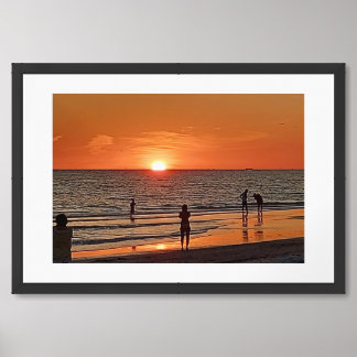 Sunset Beach Wall Art Coastal Ocean Decor