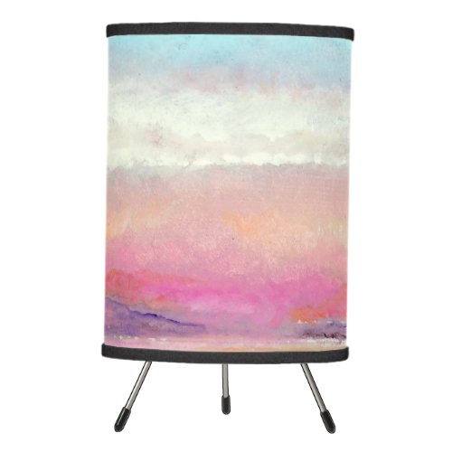 Sunset Beach Watercolor Painting Tripod Lamp