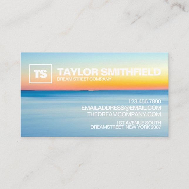 Sunset Beach Watercolor Professional Business Card (Front)