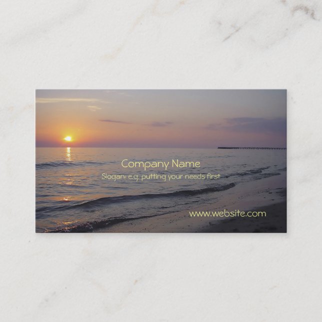Sunset Beach Waves, Serene and Peaceful Coast Business Card (Front)