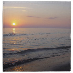 Sunset Beach Waves, Serene and Peaceful Coast Cloth Napkin