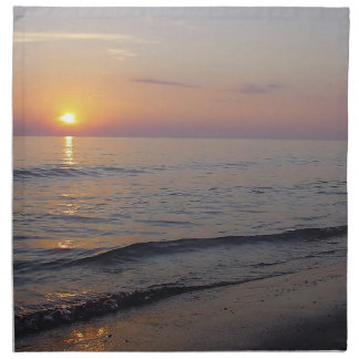 Sunset Beach Waves, Serene and Peaceful Coast Cloth Napkin