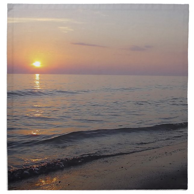 Sunset Beach Waves, Serene and Peaceful Coast Cloth Napkin (Front)